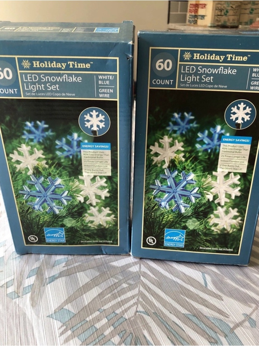 Holiday Time - LED Snowflake Light Set, Set Of 2, NEW